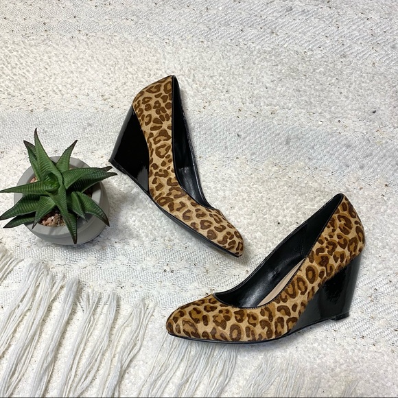 Cole Haan Shoes - Cole Haan calf hair cheetah & black wedge heels